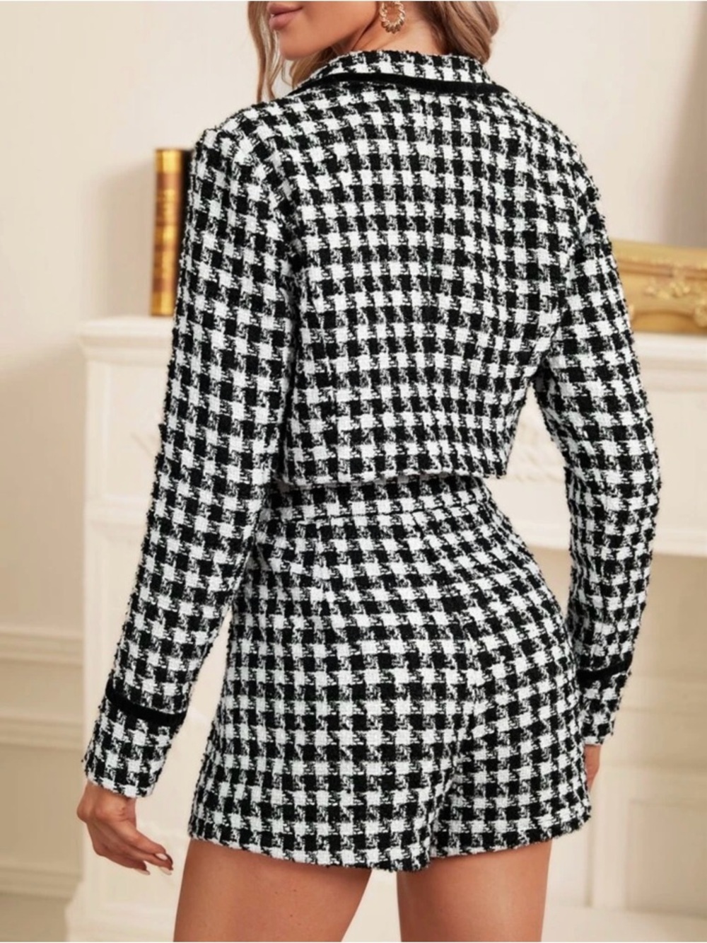 Cropped Houndstooth Jacket ONLY in Black & White size XS - Picture 2 of 10